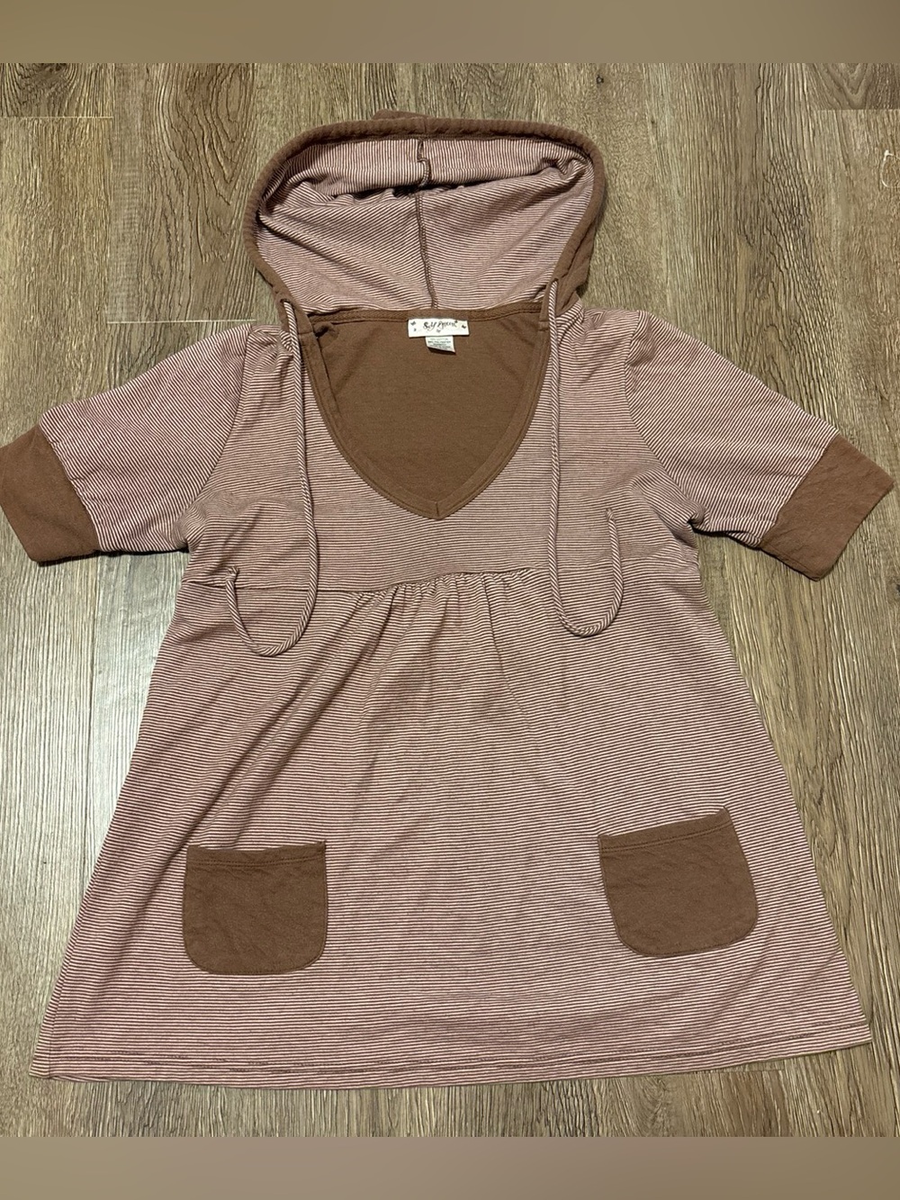 brown babydoll hoodie short sleeve top